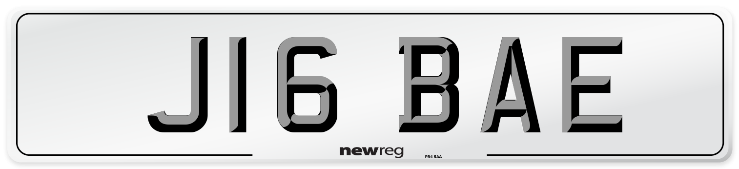J16 BAE Number Plate from New Reg